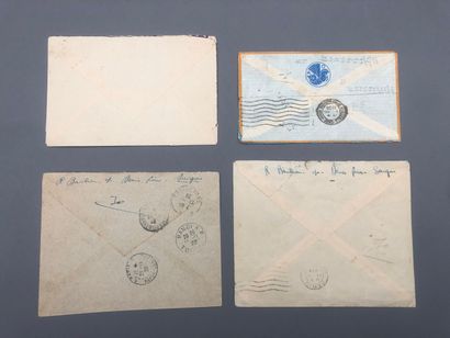 null A set of four stamped envelopes addressed from Saigon to Niort with the following...