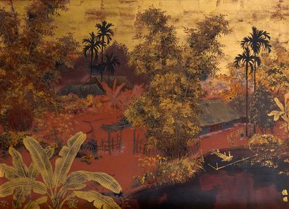  Duc Minh (XX/1964). 
Master lacquerer active in Hanoi between 1930 and 1945. 
Landscape...