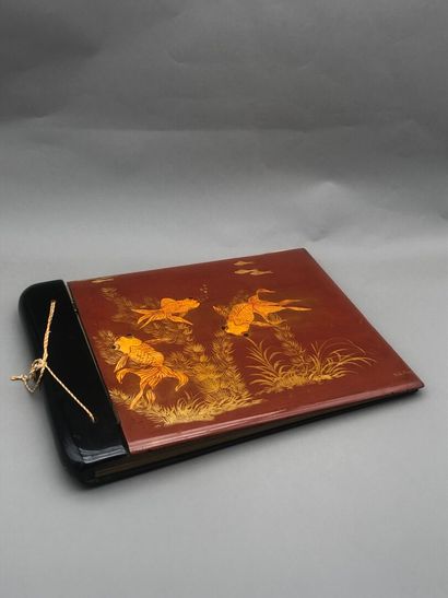 Italian style photographic album with red...