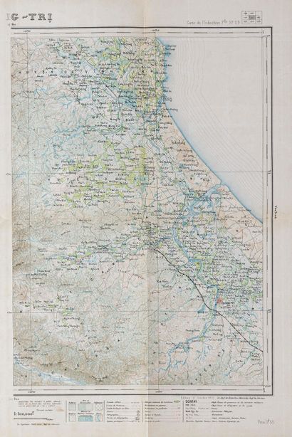 null 1900. Pochette cartonnée avec 8 cartes d'état major des Provinces d'Annam toutes...