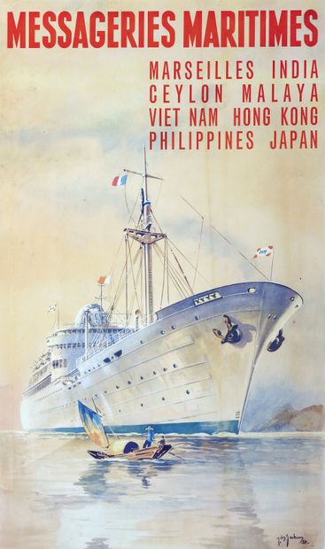 null 1958. Messageries maritimes. Marseilles- India- Ceylon- Malaya- Viet Nam- Hong-Kong...
