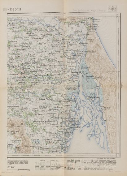 null 1900. Pochette cartonnée avec 8 cartes d'état major des Provinces d'Annam toutes...