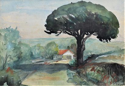 null François-Victor Cogné (1876-1852).

Landscape with the umbrella pine.

Watercolour,...