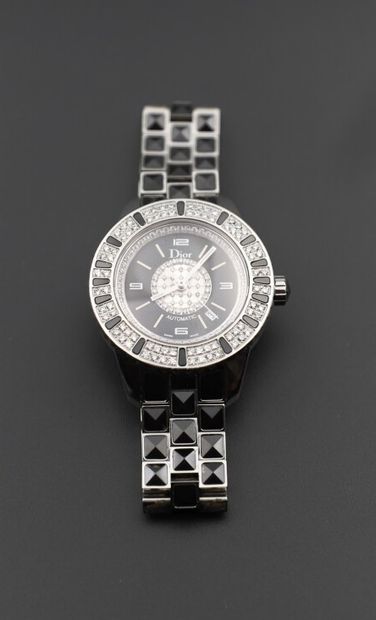 null DIOR. Ladies' watch, "Christal" model, in steel, ceramic and diamonds, automatic...