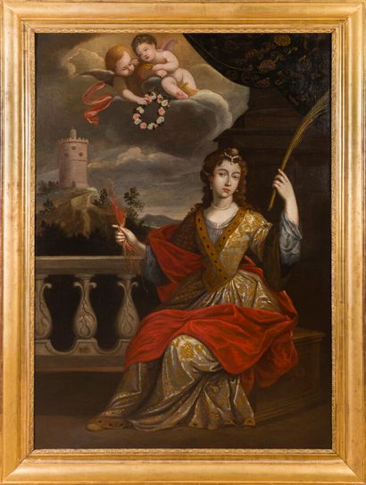 null Senén VILA (1640 - 1708).

Portrait of a woman as Saint Barbara.

Oil on canvas...