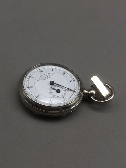null Lafontaine. Pedometer in white metal. Enamelled main dial signed " Lafontaine...