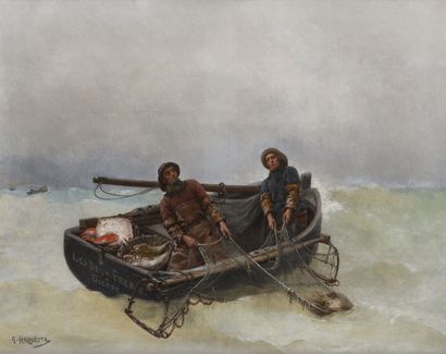 null Georges Haquette (1854-1906). The two brothers Dieppe. Oil on canvas framed,...