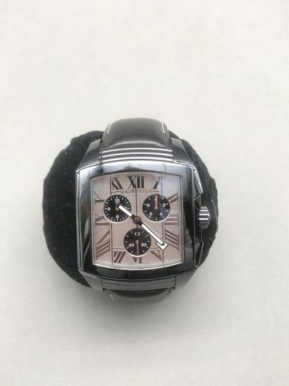 null MAUBOUSSIN. Men's chronograph watch, steel "Délit Délirante" model, quartz movement,...