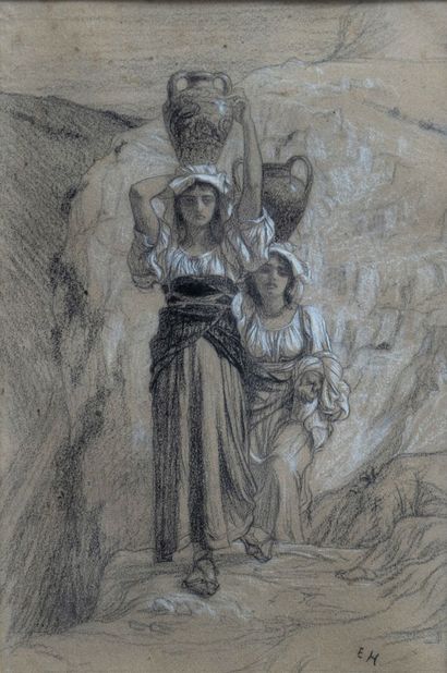 null Ernest HEBERT(1817-1908). 

The Daughters of Alvito. (1855). 

Preparatory drawing...