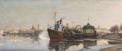 null Georgy Semenovich ZHEVAGO (1911-1987). 

View of St-Petersburg.

Oil on canvas...