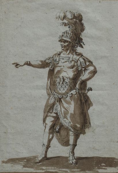 null Jean-Michel MOREAU (Paris 1741-1814). 

Actor in antique costume. 

Brown wash...