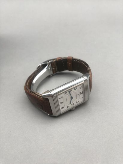 null Jaeger Lecoultre. Montre bracelet homme, modèle "Reverso", cadran en acier (petite...