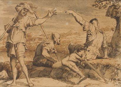 null Italian school of the 18th century.

Soldiers after Salvator Rosa.

Pen and...