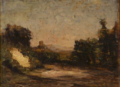 null François Auguste RAVIER (1914-1895). 

Glade. 

Oil on panel framed, monogrammed...