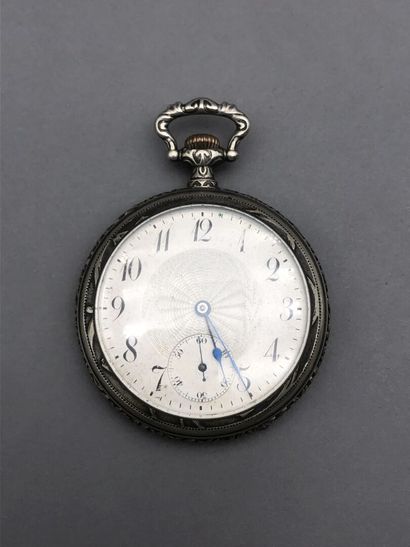 Large metal pocket watch, cream colored...