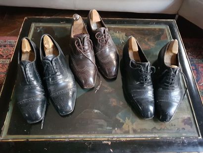 null 
Lot of leather shoes. 
