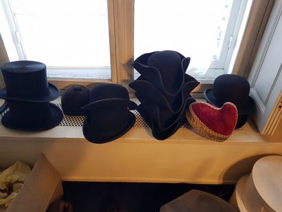 
Lot of hats including: 

- 2 top hats, one...