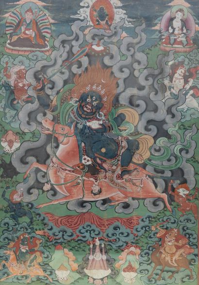 Deux Thangka encadré représentent Mandala...