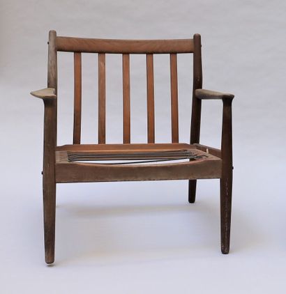 null Grete JALK (1920-2006) for GLOSTRUP MOBELFABRIK. 

Large straight armchair....