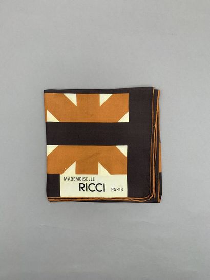 null Mademoiselle RICCI, Paris

Printed silk square with brown crosses on a black...