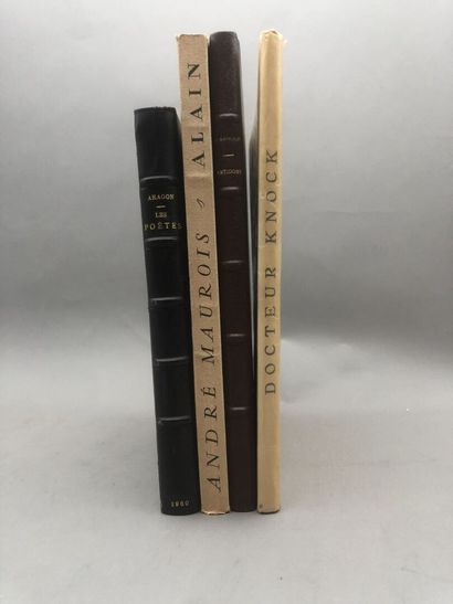 null Lot. 4 ouvrages (4 volumes) :

- ARAGON, Les Poètes. Paris, nrf, 1960. In-4...