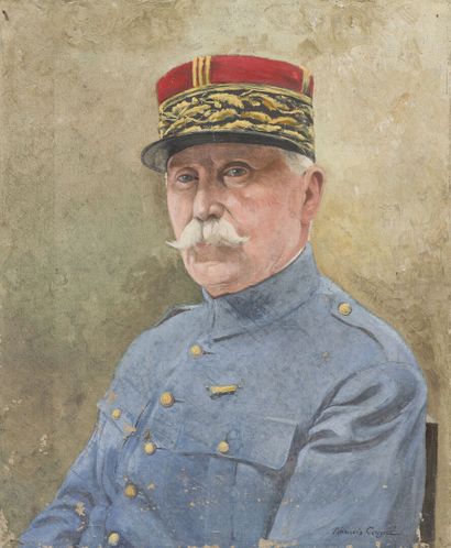 null François COGNE(1870-1945). Portrait du Maréchal Pétain. Huile sur toile, signée...