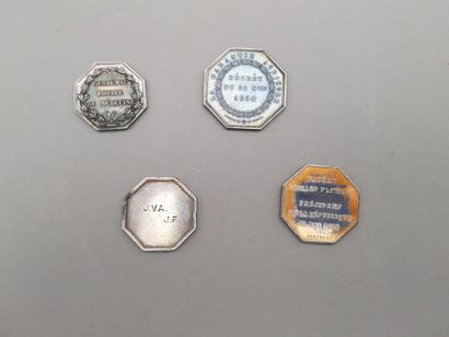 null 4 octagonal silver and metal attendance tokens: Freemason, Royal Academy of...