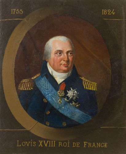 null École Française du XXe siècle.

Portrait du Roi Louis XVIII et du Maréchal de...