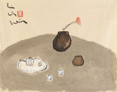 null LUU CONG NHAN (1931-2007). 

Cérémonie du thé. 

Encre de Chine sur papier de...