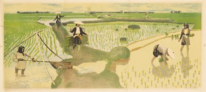 null Joseph INGUIMBERTY (1896-1971). 

Scène de rizière dans le Tonkin. Vers 1925-1945.

Lithographie...