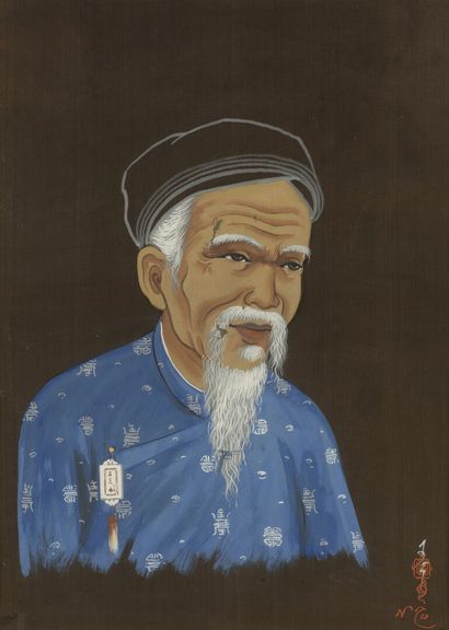 null Nguyen Tu (XXe siècle). 

- Portrait de mandarin.

- Portrait d'un paysan tonkinois....