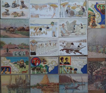 null Annam - Cochinchine - Laos

Lot de 58 cartes postales illustrées d'après des...