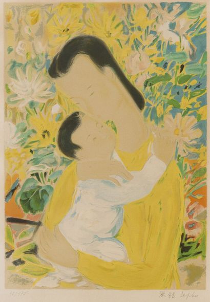 null LE PHÔ (1907-2001).

Maternité. 

Lithographie en couleur sur papier encadrée,...