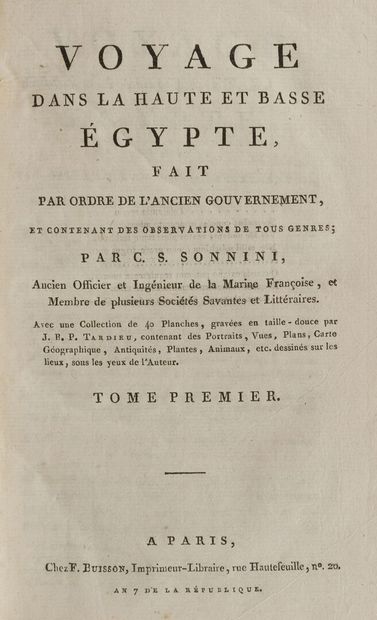 null Égypte - SONNINI (Charles-Nicolas-Sigisbert). Voyage dans la haute et basse...