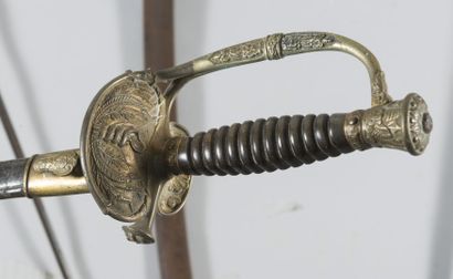 null Lot comprenant : 

- Épée mod 1816, monture en laiton décoré, fusée en corne,...