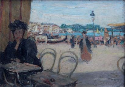 null Ecole française de la fin du XIXe siècle

Femme assise à une tressasse de café...