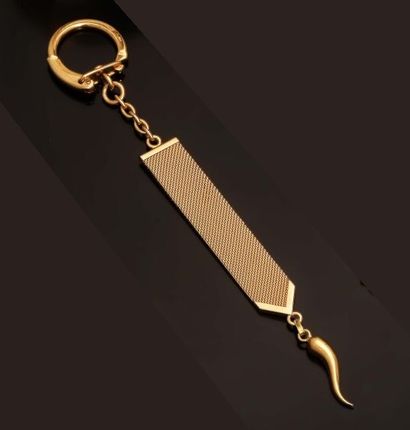 Key ring in yellow gold 18K (750 °/°°) composed...