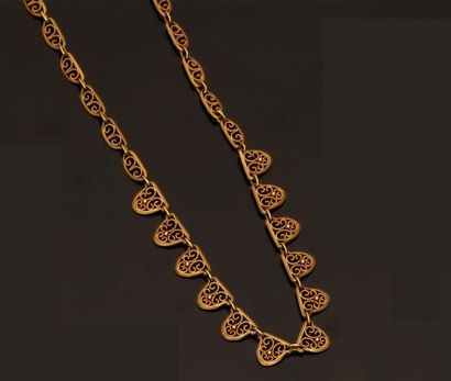 Necklace in 18K yellow gold (750 °/°°). Decoration...