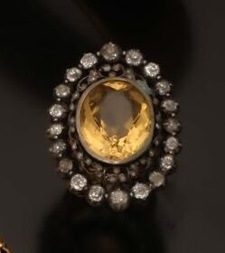 Large 18K (750 °/°°) gold and silver ring...