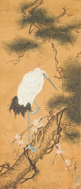 null JAPAN, early 20th century school

White heron perched on a longevity pine

Ink...