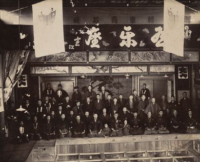 null 15 large silver prints laminated on cardboard (group photos), Taisho and Showa...