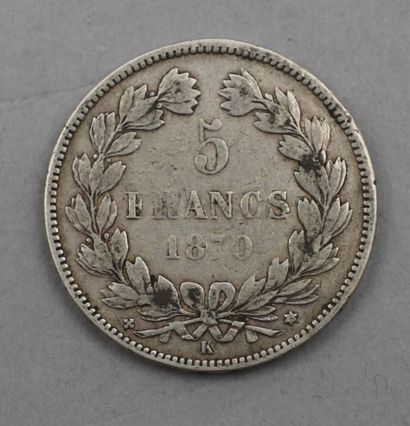 null Pièce de 5 Francs en argent. Type Cérès, d'après Eugène-André Oudiné. Atelier...