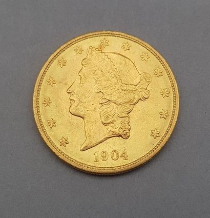null Pièce de 20 dollars en or. Type Liberty, en buste de profil, d'après James Barton...