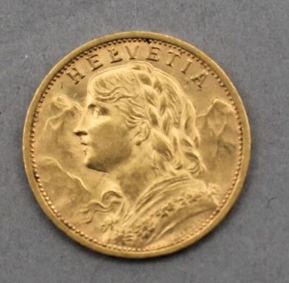 null Pièce de 20 Francs suisses en or. Type Vreneli, d'après Fritz-Ulysse Landry....