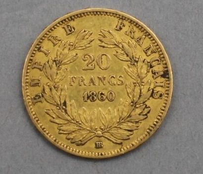 null Pièce de 20 Francs en or. Type Napoléon III, tête nue, d'après Albert-Désiré...