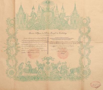 null 1904-1923

Ensemble de 5 brevets de décorations décernées à M. Barthélémy Gazano,...