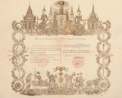 null 1904-1923

Ensemble de 5 brevets de décorations décernées à M. Barthélémy Gazano,...