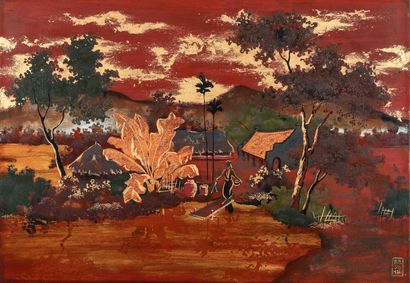 null Nguyen QUANG BAO (1929-?). 

School of Fine Arts of Indochina, lacquer section.

Scenes...