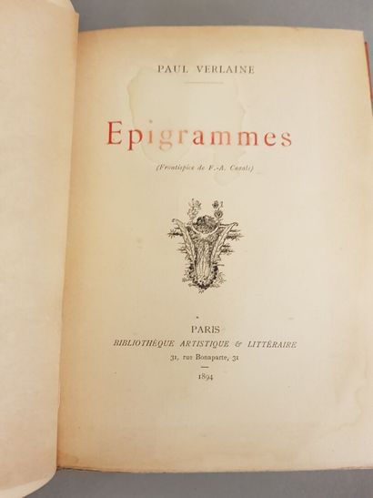 null VERLAINE (Paul). Epigrams (Frontispiece by F.-A. CAZALS.) Fontfroide, Bibliothèque...