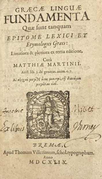 null MARTINI (Mathias). Graecae linguae fundamenta quae sunt tanquam epitome lexici...